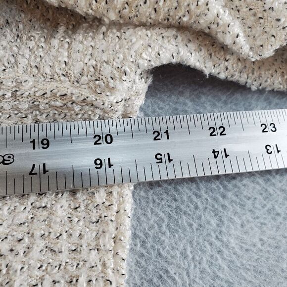 Maurices Sweater Women 7 Cream Metallic Sparkle Knit Faux Fur Cowl Neck Pullover - Picture 3 of 10